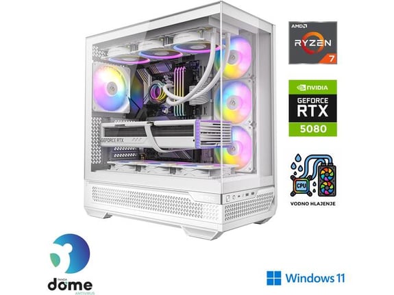 ANNI gaming namizni računalnik Gamer Elite R7 Ryzen 7 9800X3D/64GB/2TB SSD/Windows 11 Home/RTX 5080/bela
