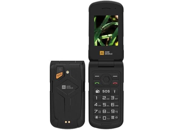 AGM preklopni telefon na tipke Flip M10, črna