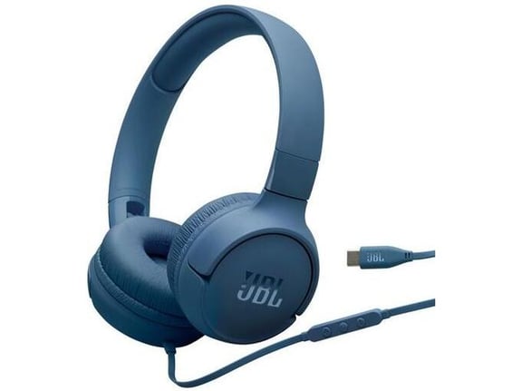 JBL žične naglavne slušalke z mikrofonom Tune 520C USB-C, modra