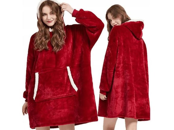 COZY pulover in odeja z rokavi v enem - Rdeča