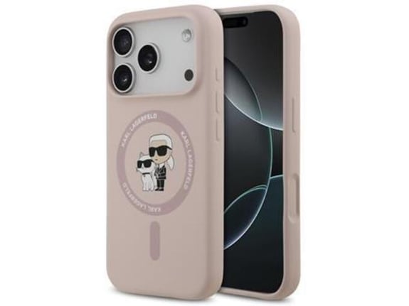 KARL LAGERFELD silikonski ovitek IML NFT Heads za iPhone 17 Pro Max, roza, KLHMP17XSKCHPPLP