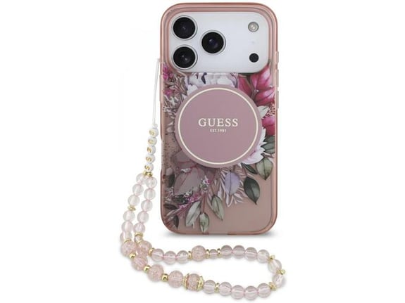 GUESS ovitek Flowers za iPhone 17 Pro, roza, GUHMP17LHFWBRCESP