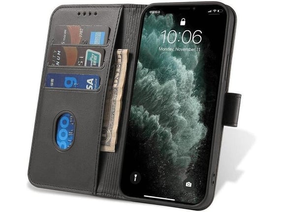 ONASI Wallet denarnica usnjena preklopna torbica iPhone 17 Air - črna