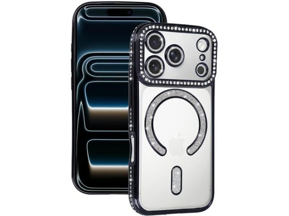 ONASI silikonski ovitek Luxury MagSafe za iPhone 17 Pro Max, prozorno črna,