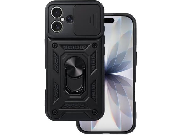 ONASI silikonski ovitek Armor Ring za Samsung Galaxy S25 FE, črna