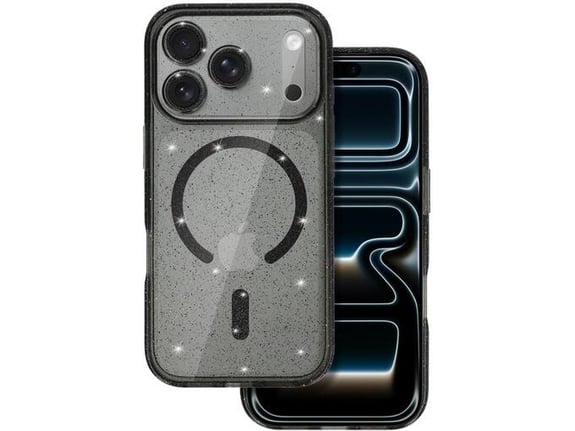 ONASI silikonski ovitek Glitter MagSafe za iPhone 17 Pro Max, prozorno črna z bleščicami