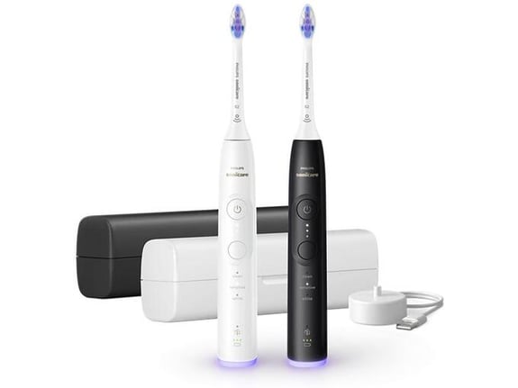 PHILIPS Sonicare 6500 HX7419/01 – Duo paket električnih soničnih zobnih ščetk (črna + bela), 3 načini, 3 intenzivnosti, senzor pritiska