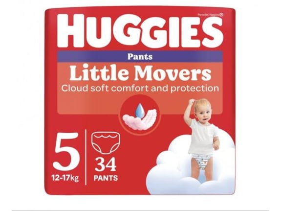 HUGGIES hlačne plenice Little Movers, velikost 5 (12-17 kg), 34 kos