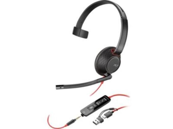 POLY žične naglavne slušalke z mikrofonom Blackwire 5210, črna