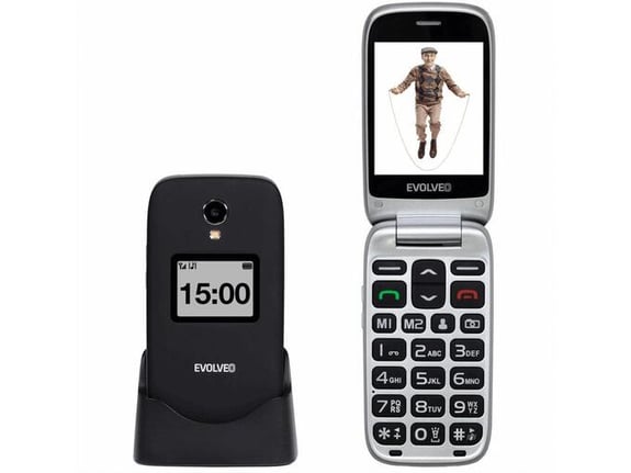Evolveo Easyphone FS EP-771 preklopni telefon na tipke za starejše 4G črn