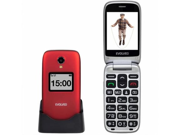 Evolveo Easyphone FS EP-771 preklopni telefon na tipke za starejše 4G rdeč