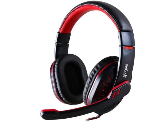 XPLORE naglavne žične gaming slušalke z mikrofonom X15 XP5621, rdeča