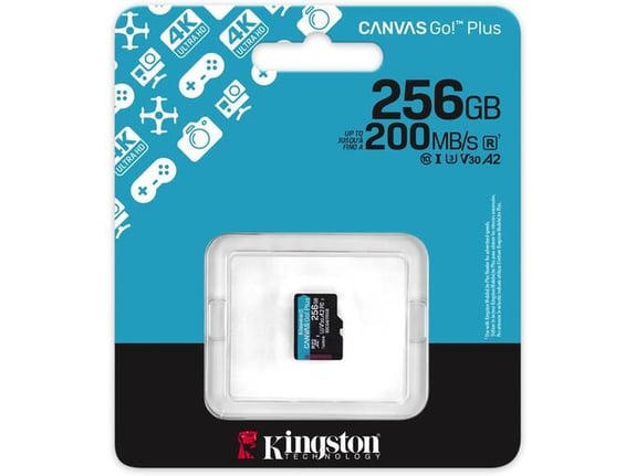 KINGSTON SPOMINSKA KARTICA 256GB 4K microSD (2v1 MICRO-SDXC ) 200MB/s