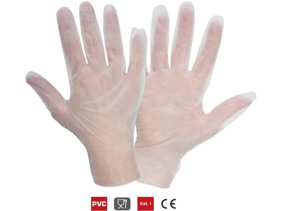 LAHTI PRO zaščitne vinilne rokavice L240607B, PVC, 7 (S), bela, 100 kos