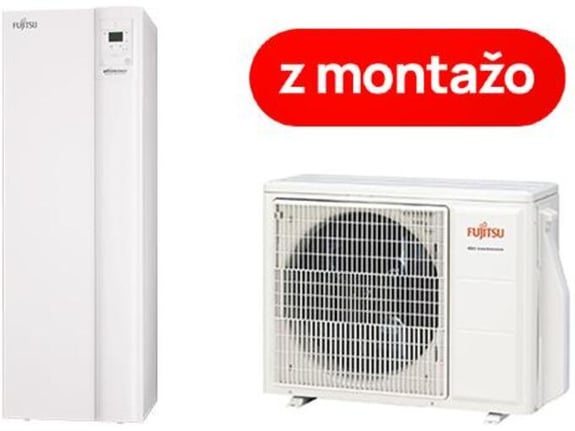 FUJITSU toplotna črpalka zrak/voda z montažo z bojlerjem split Waterstage SUPER HIGH POWER WGYK170DJ9 + WOYK170LJL, 17 kW