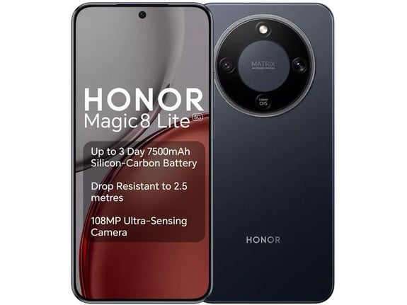 HONOR pametni telefon Magic8 Lite, 5G, 8GB/512GB, črna, 5109BYRB