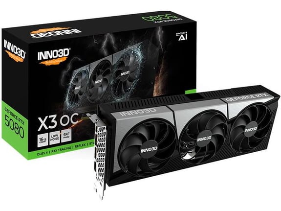 INNO3D grafična kartica X3, GeForce RTX 5080 OC, 16GB, GDDR7, N50803-16D7X-17603930