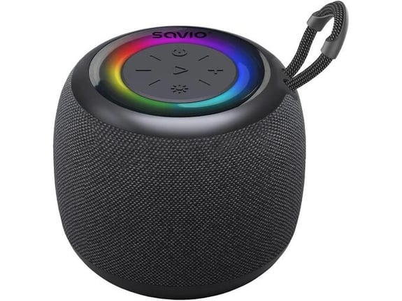 SAVIO prenosni zvočnik, 5 W, IPX4, RGB, črna