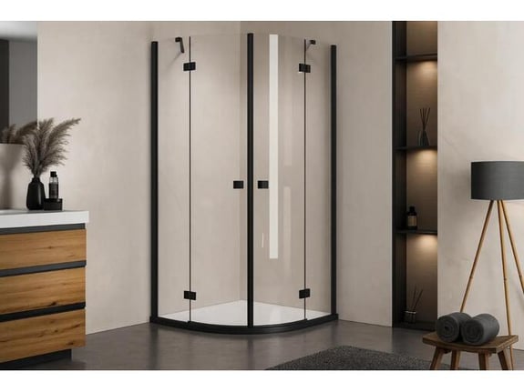KOLPA-SAN polkrožna tuš kabina AQUARIUS R 90 B/1, 90x90 cm, črna, 518650