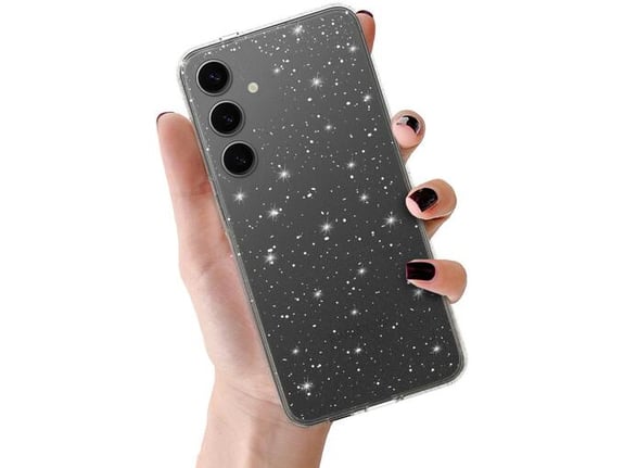 ONASI ovitek za silikonski Samsung Galaxy A37, prozoren s srebrnimi bleščicami