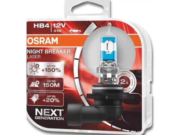 OSRAM Žarnica 9006NL-2HB 12V HB4 51W P22D Night Breaker LASER GEN2 (2 x HB4) par +150%
