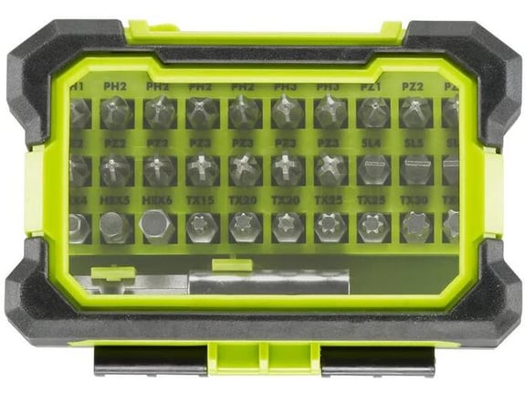 RYOBI set vijačnih nastavkov z držalom 31 kos PH, PZ, SL, HEX, TX RAK31MSD
