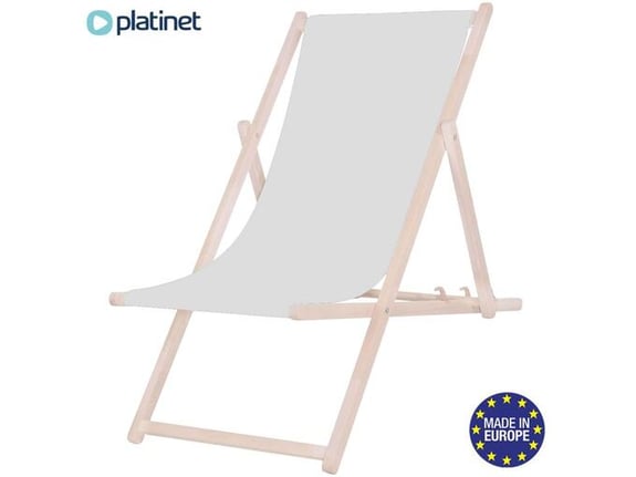 PLATINET PLATINET PSW leseni ležalnik, MADE in EU, 3 stopnje nastavitve, zložljiva oblika, ultra lahka teža, zaščita pred nenamernim zlaganjem, bukov les, UV & vodoodporna tkanina, siv