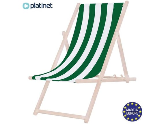 <Kategorija> PLATINET PLATINET PSW leseni ležalnik, MADE in EU, 3 stopnje nastavitve, zložljiva oblika, ultra lahka teža, zaščita pred nenamernim zlaganjem, bukov les, UV & vodoodporna tkanina, zeleno-bel