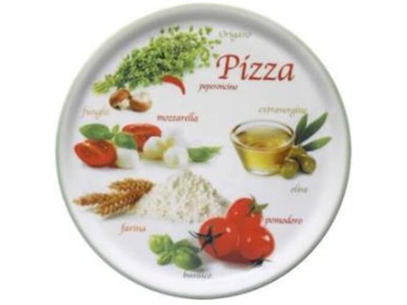 SATURNIA krožnik za pico Napoli Foods, 31cm, zelen, porcelan, 6kos