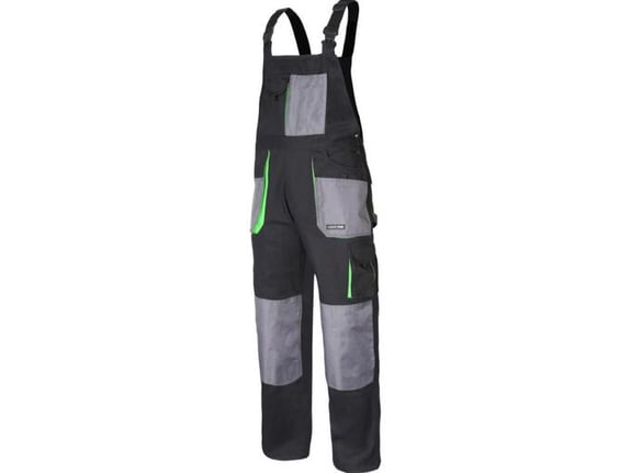 LAHTI PRO delovne hlače z naramnicami L4060660, bombaž, 3XL (60), črna/siva