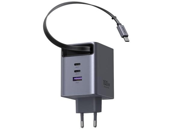 UGREEN polnilec s kablom 65828, 100 W, GaN, 2x USB-C, USB-A