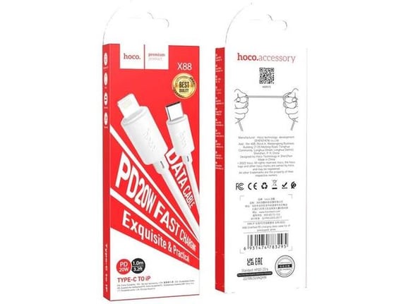 HOCO USB kabel, USB-C/Lightning, 1m, X88