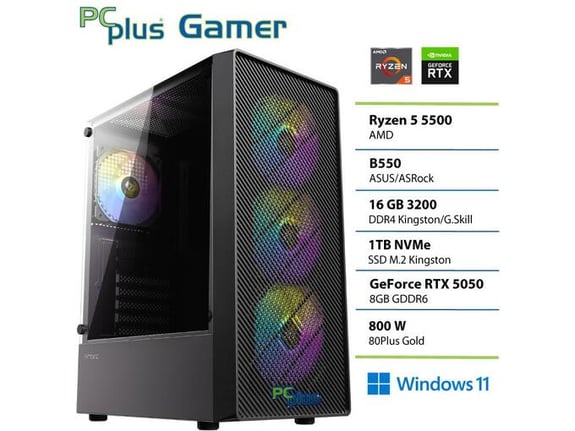 PCPLUS gaming namizni računalnik Ryzen 5 5500/16GB/SSD 1TB/RTX 5050 8GB/Windows 11 Home 148155