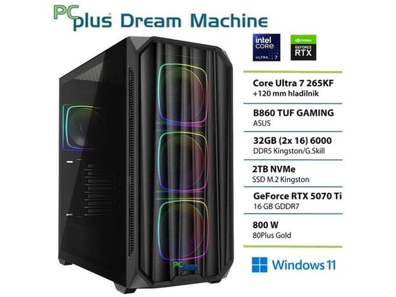 PCPLUS gaming namizni računalnik Dream Machine Ultra 7 265KF i7 32GB/2TB NVMe SSD/Windows 11 Home/RTX 5070 Ti 16GB