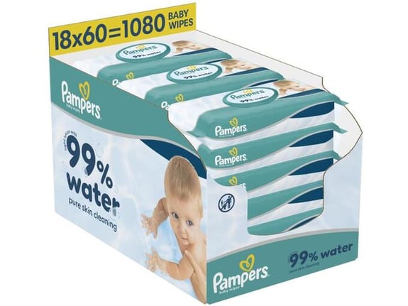 PAMPERS otroški vlažilni robčki PAMPERS AQUA 18X60, 1080 kosov