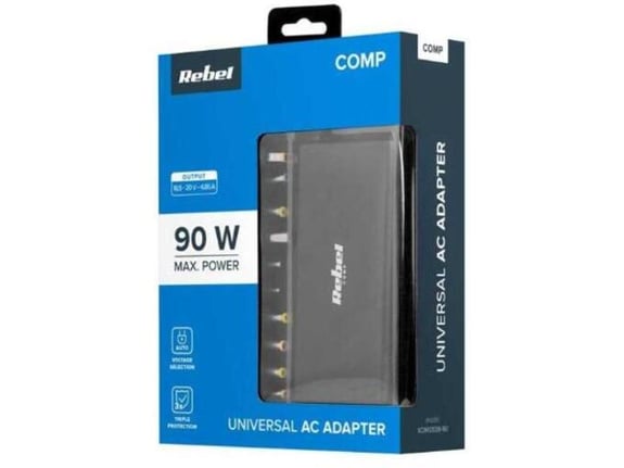 REBEL napajalnik za prenosnik CC-800, 220 V, 90 W, 10 nastavkov
