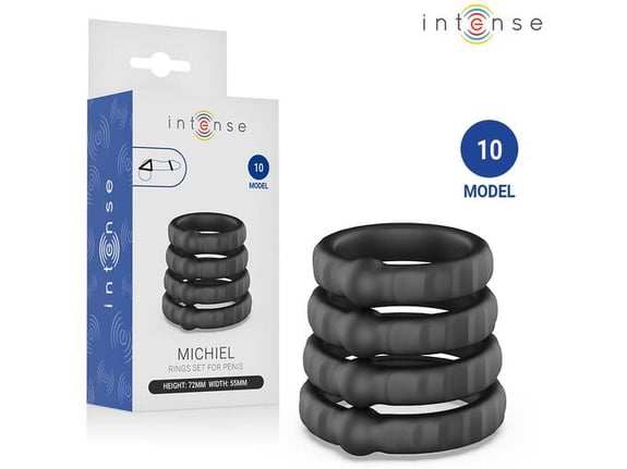 INTENSE Komplet Erekcijskih ObroČkov Michiel Mod. 10 - 4 Velikosti Za Močnejšo Erekcijo