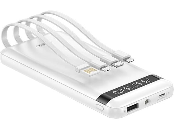 LANG RPP-222 Built-In 4 Cable 10000mAh Power Bank Slim & Portable With LED Flash Light