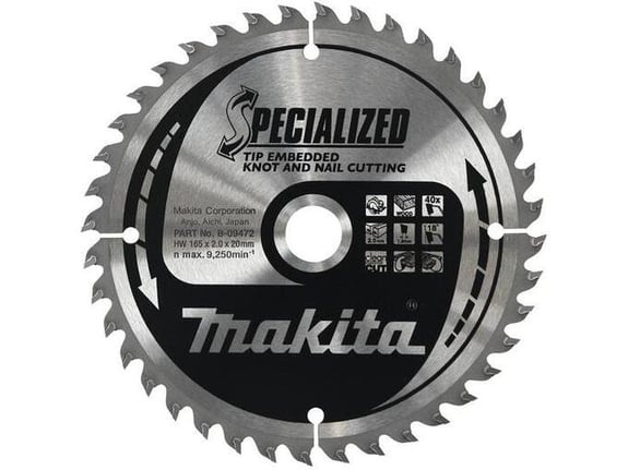 MAKITA TCT list za krožno žago za les, 165 mm, 24 zob, B-09391