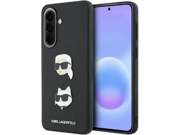 KARL LAGERFELD ovitek za silikonski Heads Pins&Logo Saffiano Samsung Galaxy A37, črna