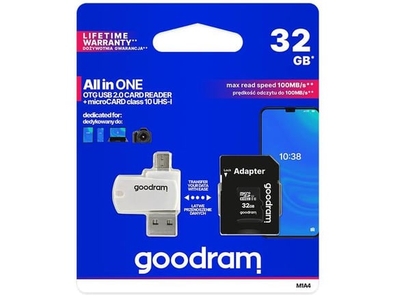 GOODRAM microSD kartica, 32 GB, z USB čitalnikom
