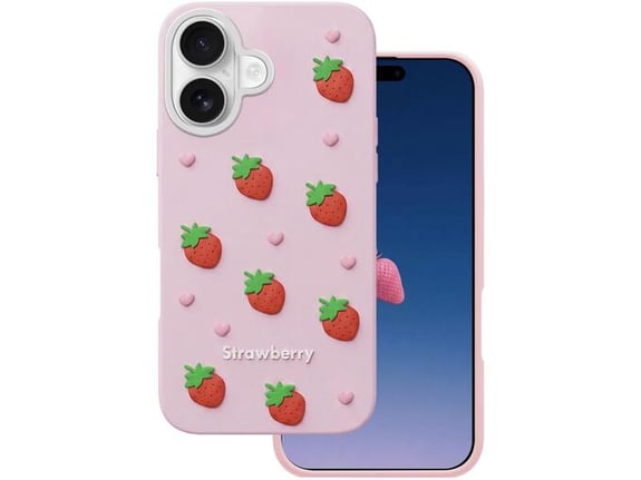 ONASI ovitek za silikonski Jagoda iPhone 17, roza
