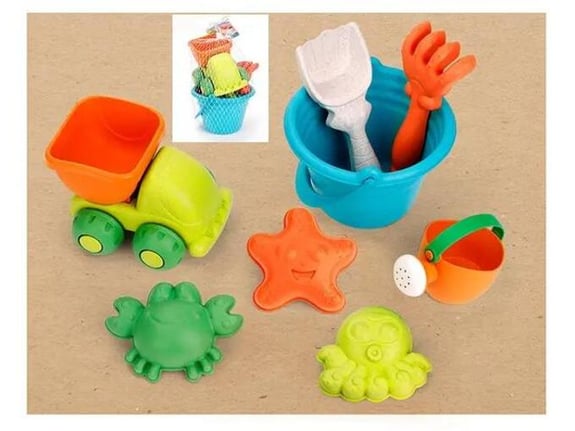 BEACH TOYS otroški 8-delni komplet igrač za igro v pesku iz biorazgradljive plastike