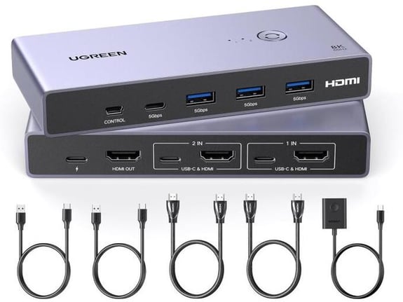 UGREEN KVM stikalo HDMI 8K, USB 3.0, 2:1, 25961