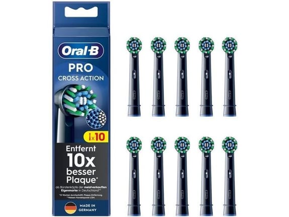 <Kategorija> ORAL-B Pro Cross Action za električno zobno ščetko, paket 10 kosov črne, glave Megapack