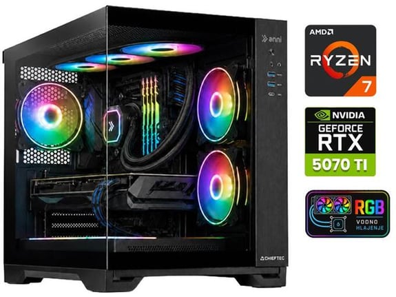 ANNI gaming namizni računalnik Gamer R7 9800X3D Ryzen 7 9800X3D/64GB/2TB SSD/RTX 5070 Ti/črna