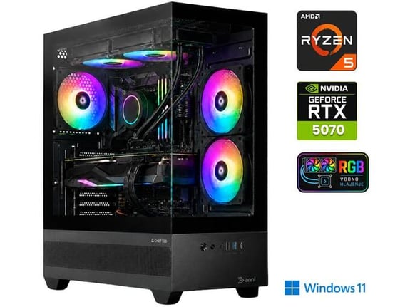 ANNI gaming namizni računalnik Gamer Extreme Lite R5 Ryzen 5 9500F/16GB/1TB SSD/Windows 11 Home/RTX 5070