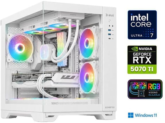 ANNI gaming namizni računalnik Gamer 7 265KF/64GB/2TB SSD/Windows 11 Home/RTX 5070 Ti/bela
