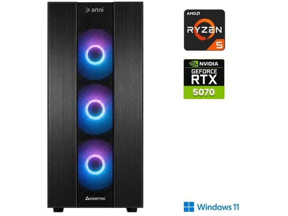 ANNI gaming namizni računalnik Gamer Extreme Lite R5 9600X Ryzen 5 9600X/16GB/1TB SSD/Windows 11 Home/RTX 5070/črna