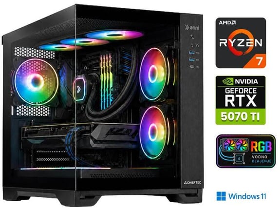ANNI gaming namizni računalnik Gamer R7 Ryzen 7 9800X3D/64GB/2TB SSD/Windows 11 Home/RTX 5070 Ti/črna